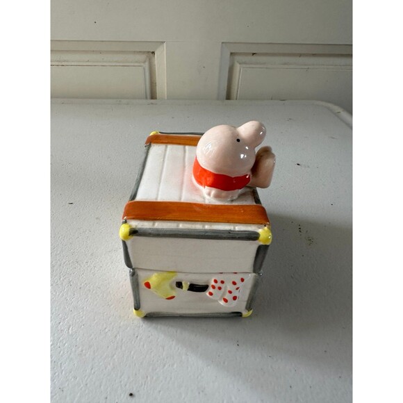 Vintage Ziggy & Fuzz 2 Piece Small Ceramic Jewelry Trinket Treasure Chest Box - Picture 3 of 7